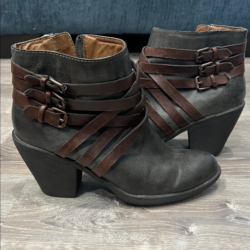 Stylish Gray and Brown Ankle Boots